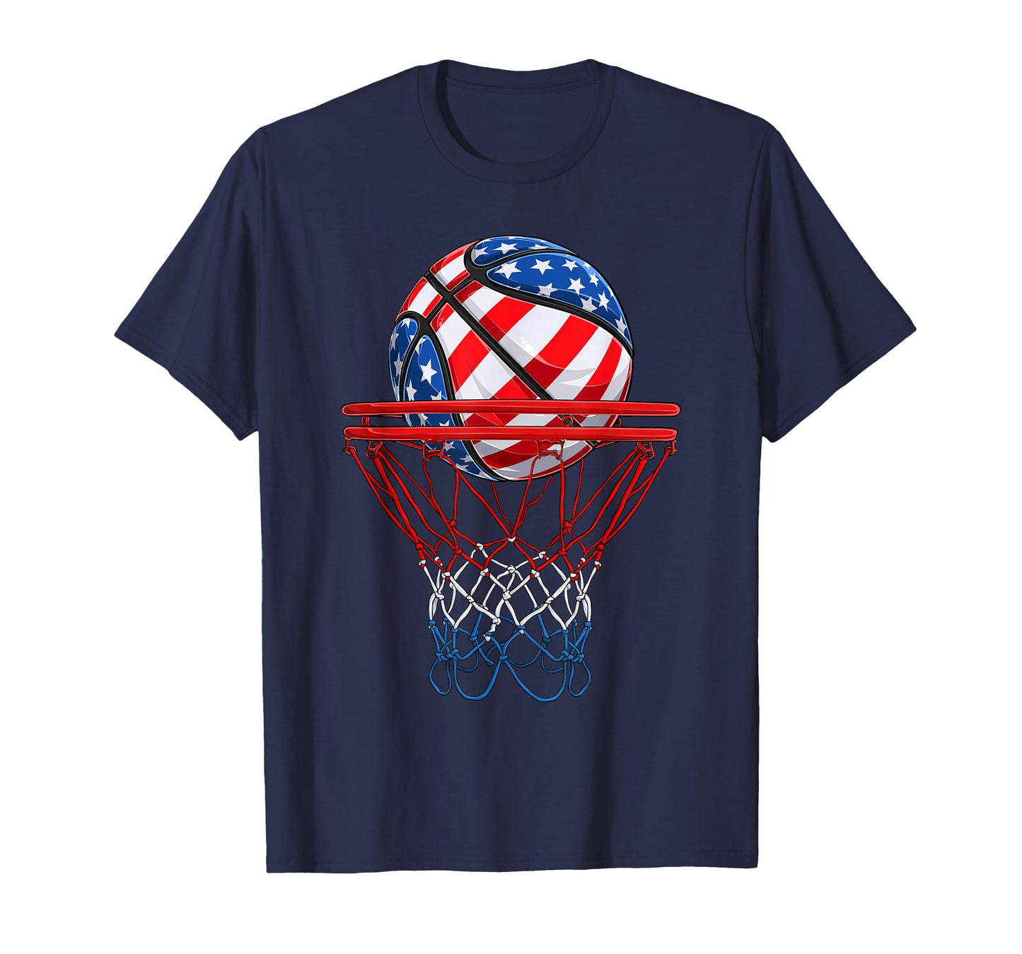 Basketball American Patriotic 4th Of July US Flag Men Boys T-Shirt