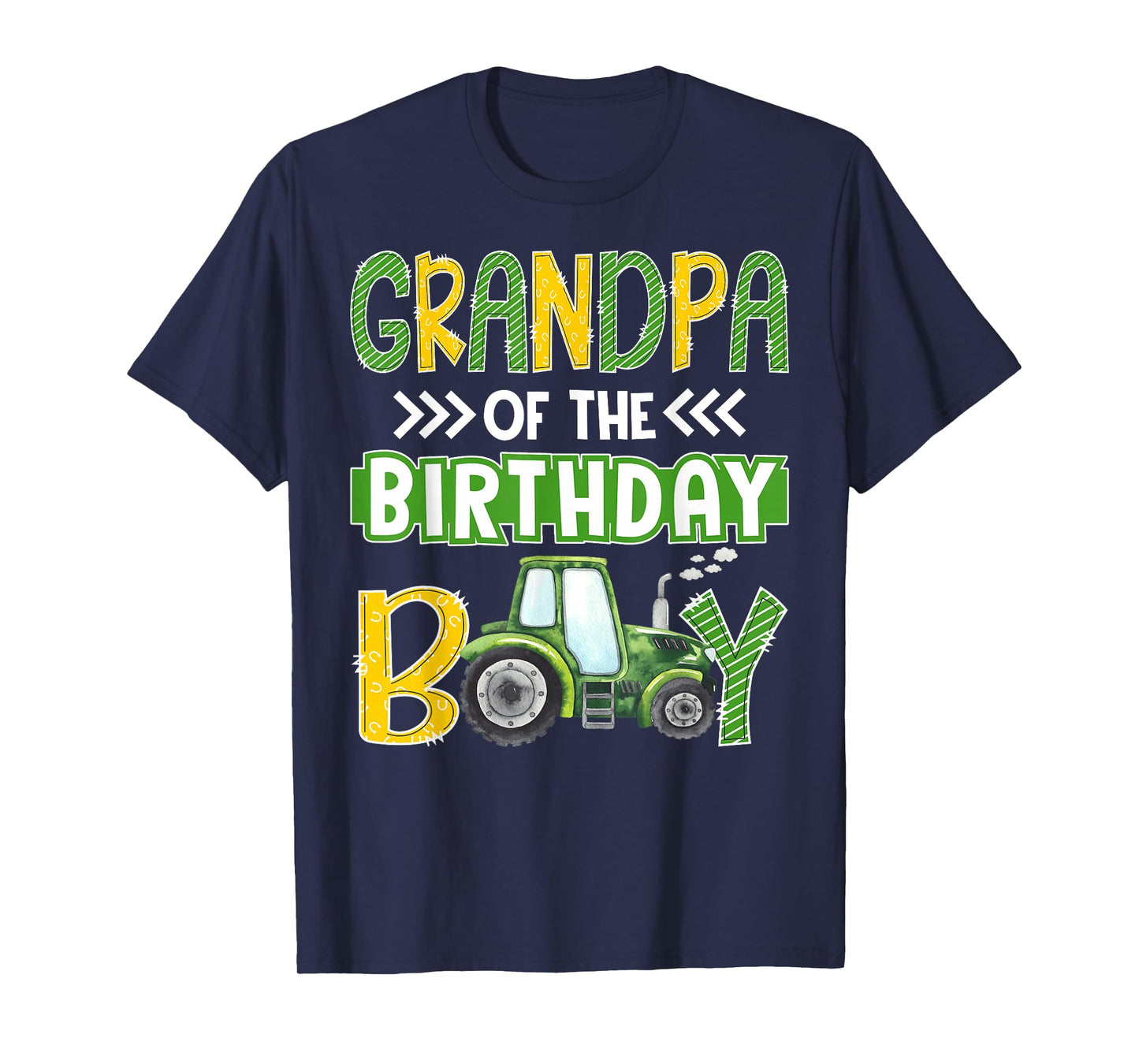 Grandpa of The Birthday Boy Tractors Farm Trucks Family T-Shirt