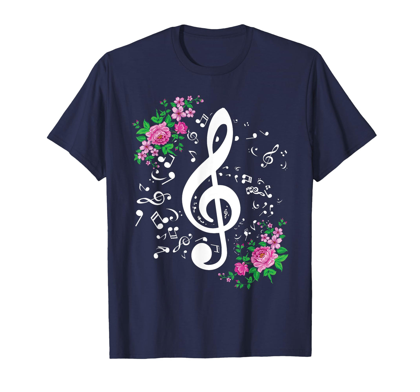 Cut Music Notes Clef Teacher,musical Notes and Flowers T-Shirt