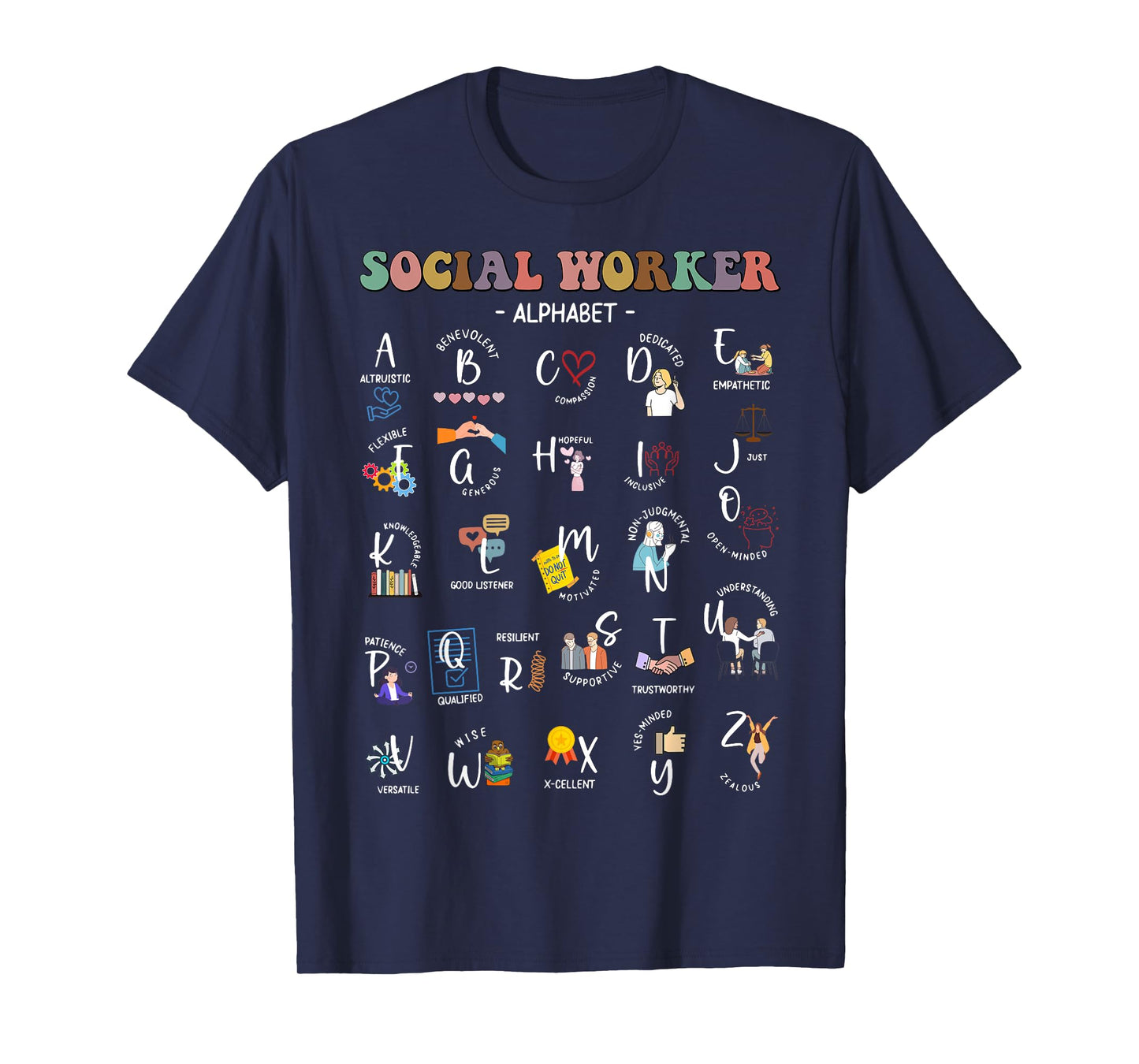 Social Worker Alphabet ABCs Funny Social Work Month T-Shirt