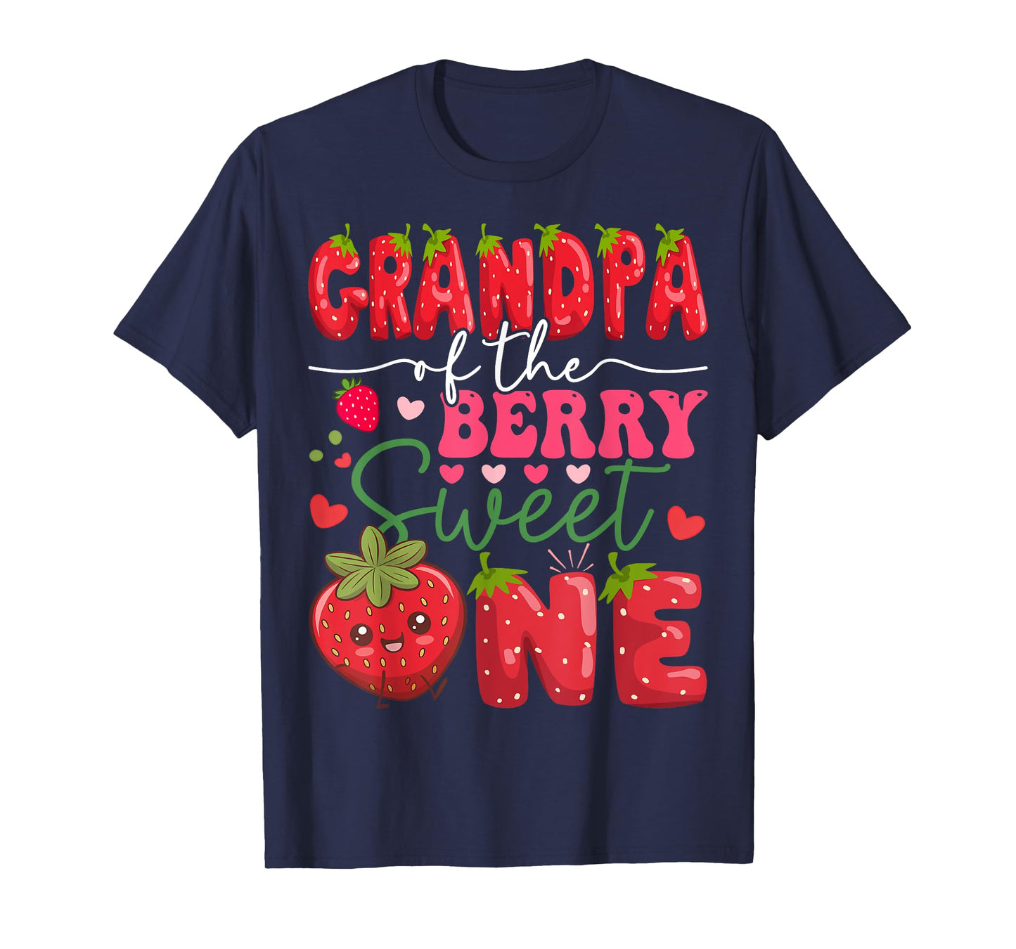 Grandpa Of The Berry Sweet One Strawberry 1St Birthday T-Shirt