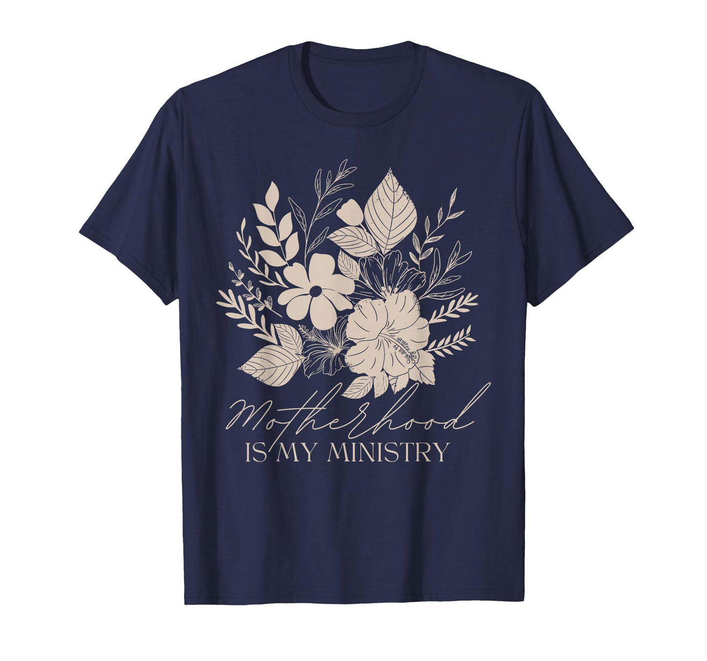 Retro Motherhood is My Ministry Mama Flowers Christian Mom T-Shirt