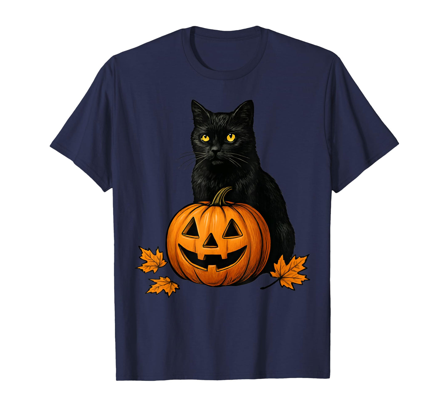Retro Black Cat Halloween Pumpkin Costume for Women Men Kids T-Shirt