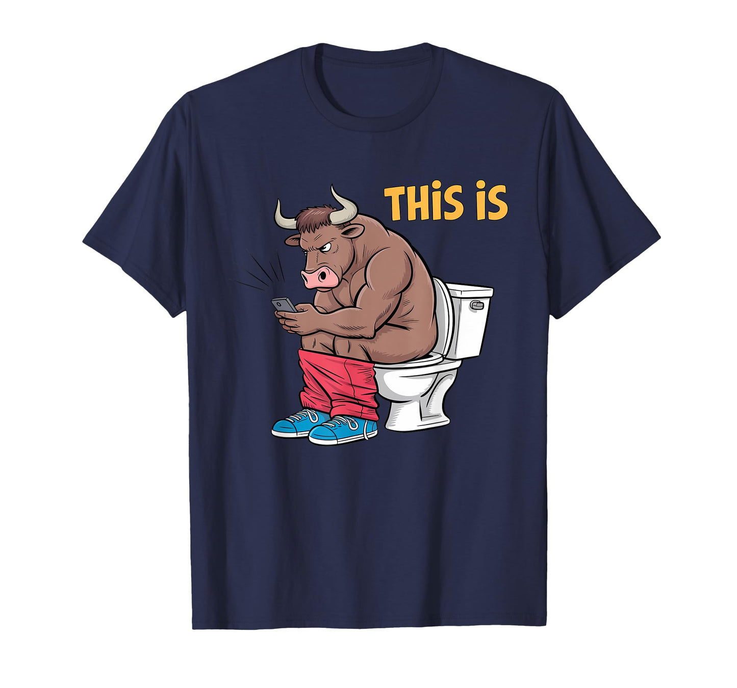 This Is Bullsht Funny Bull Toilet Humorous Cow Design Men T-Shirt