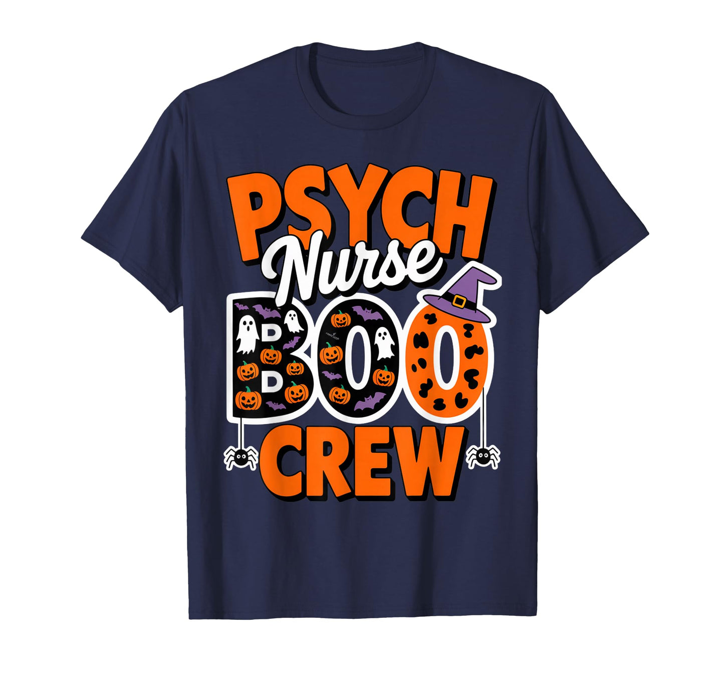 Psych Nurse Boo Crew Mental Health Ghosts, Pumpkins, and Bat T-Shirt