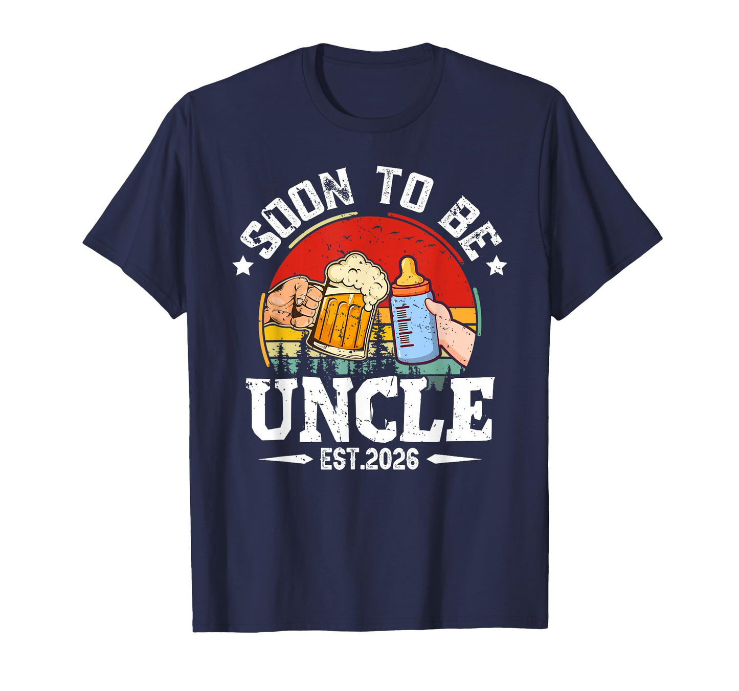 Mens Soon To Be Uncle 2026 Retro Pregnancy Announcement Dad T-Shirt