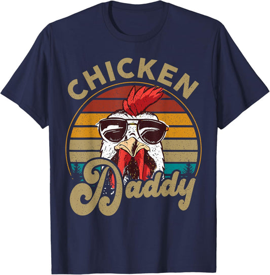 Chicken-Shirt Rooster Daddy Vintage Farmer Funny Dad Father T-Shirt
