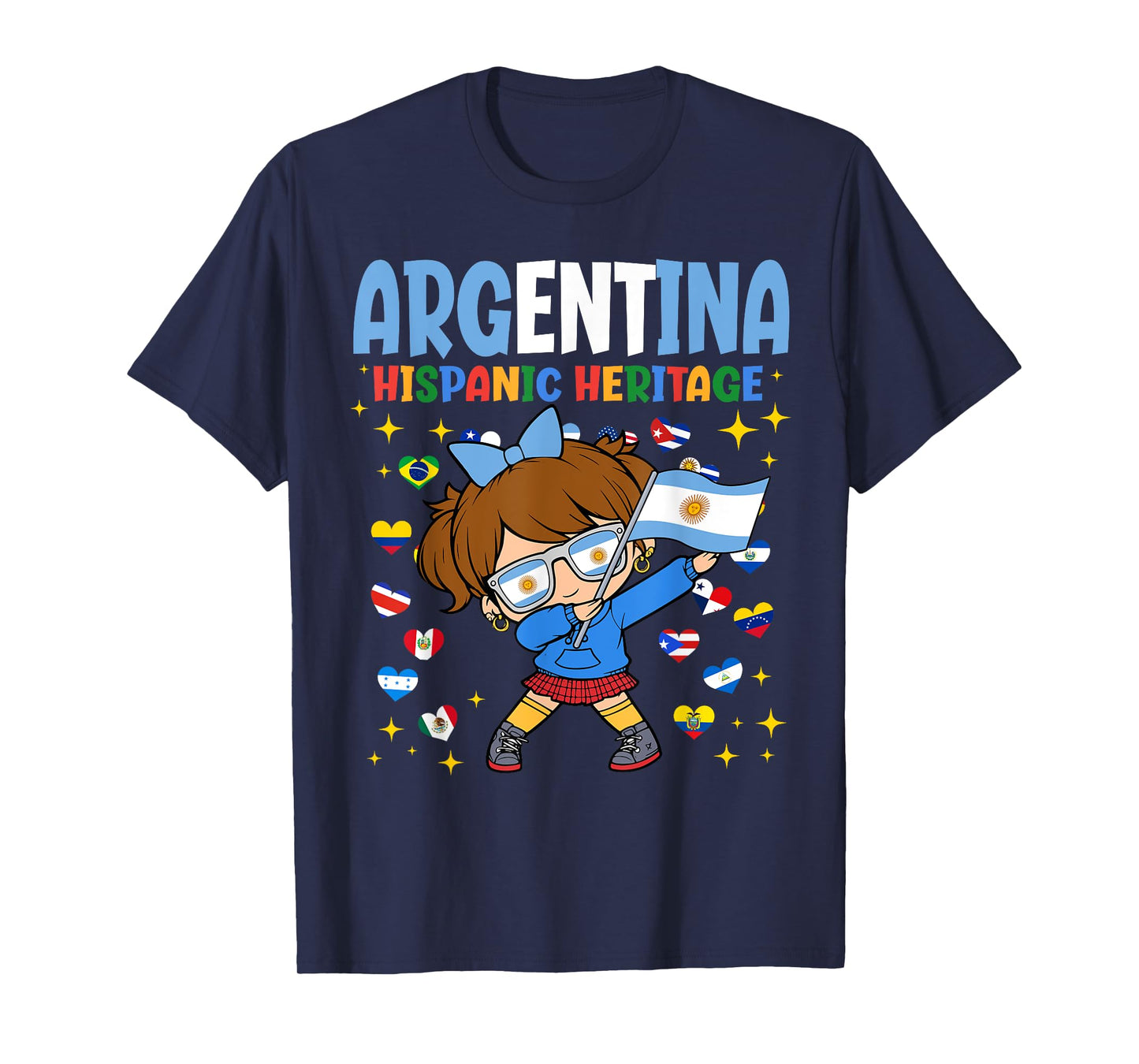 Hispanic Heritage Month Argentina Flag Argentinian Girl Kids T-Shirt