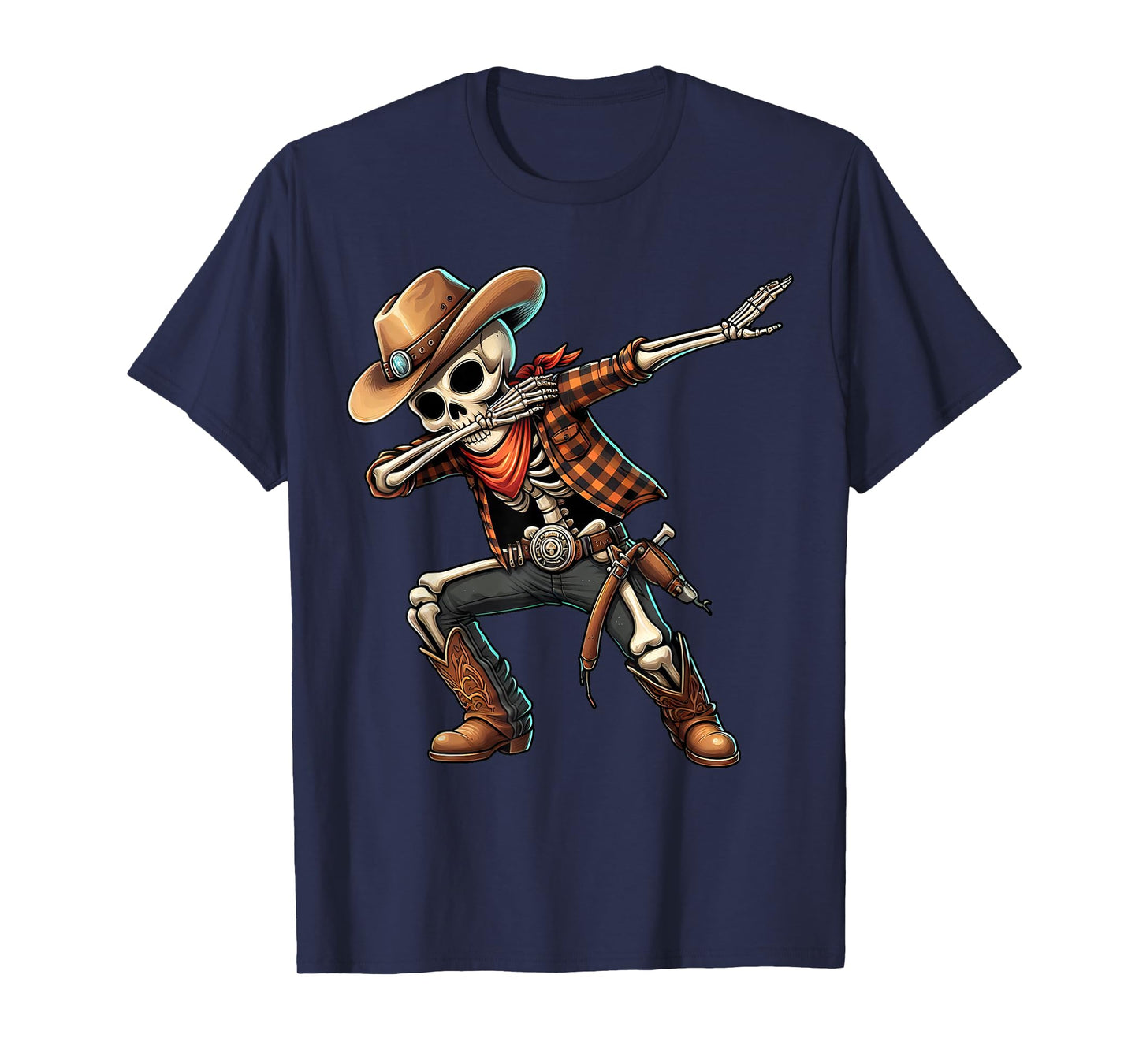 Dabbing Skeleton Cowboy Halloween Costume for Kids Boys Men T-Shirt