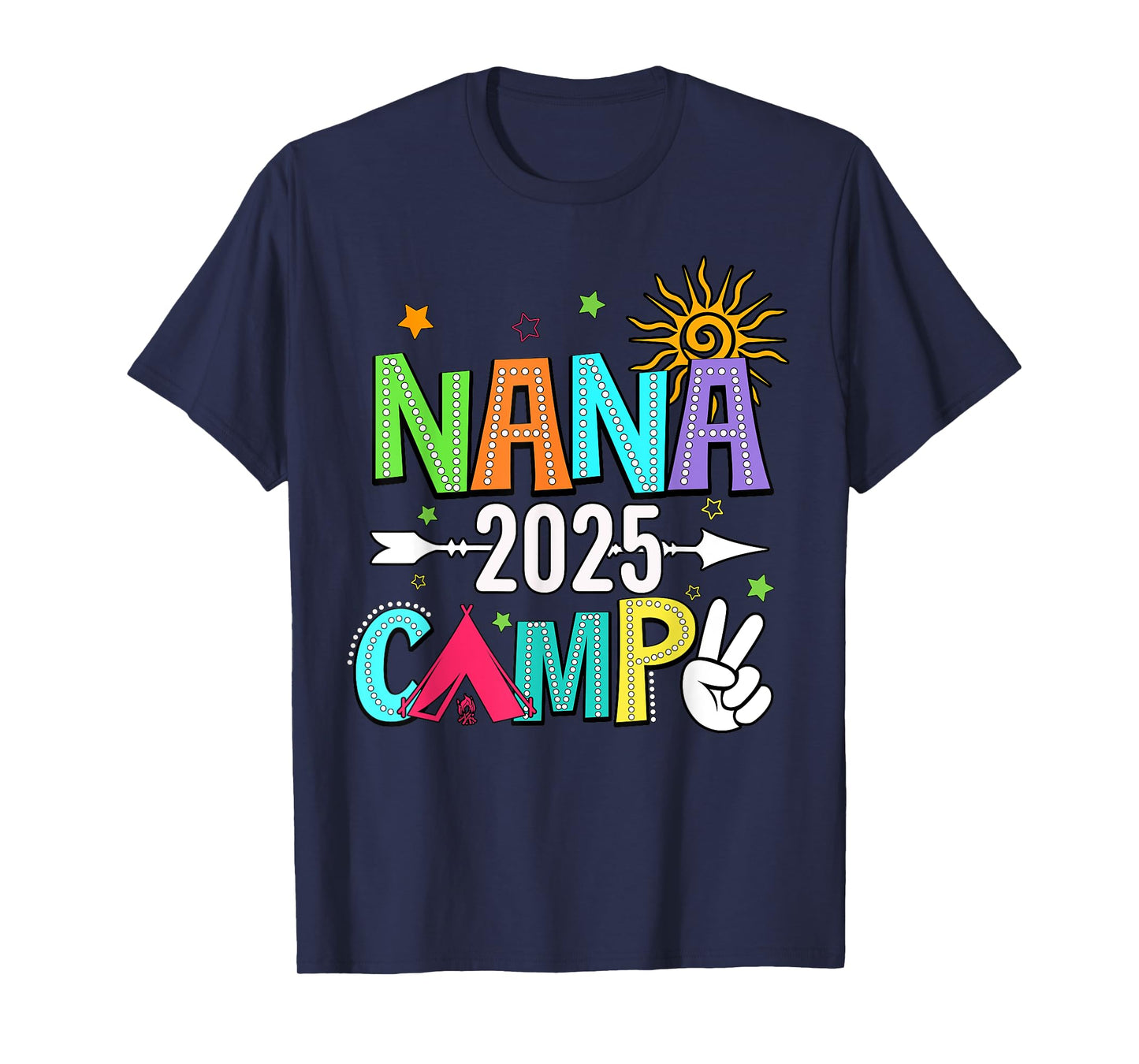 Nana Camp 2025 Family Vacation Summer Camping Crew Kids T-Shirt