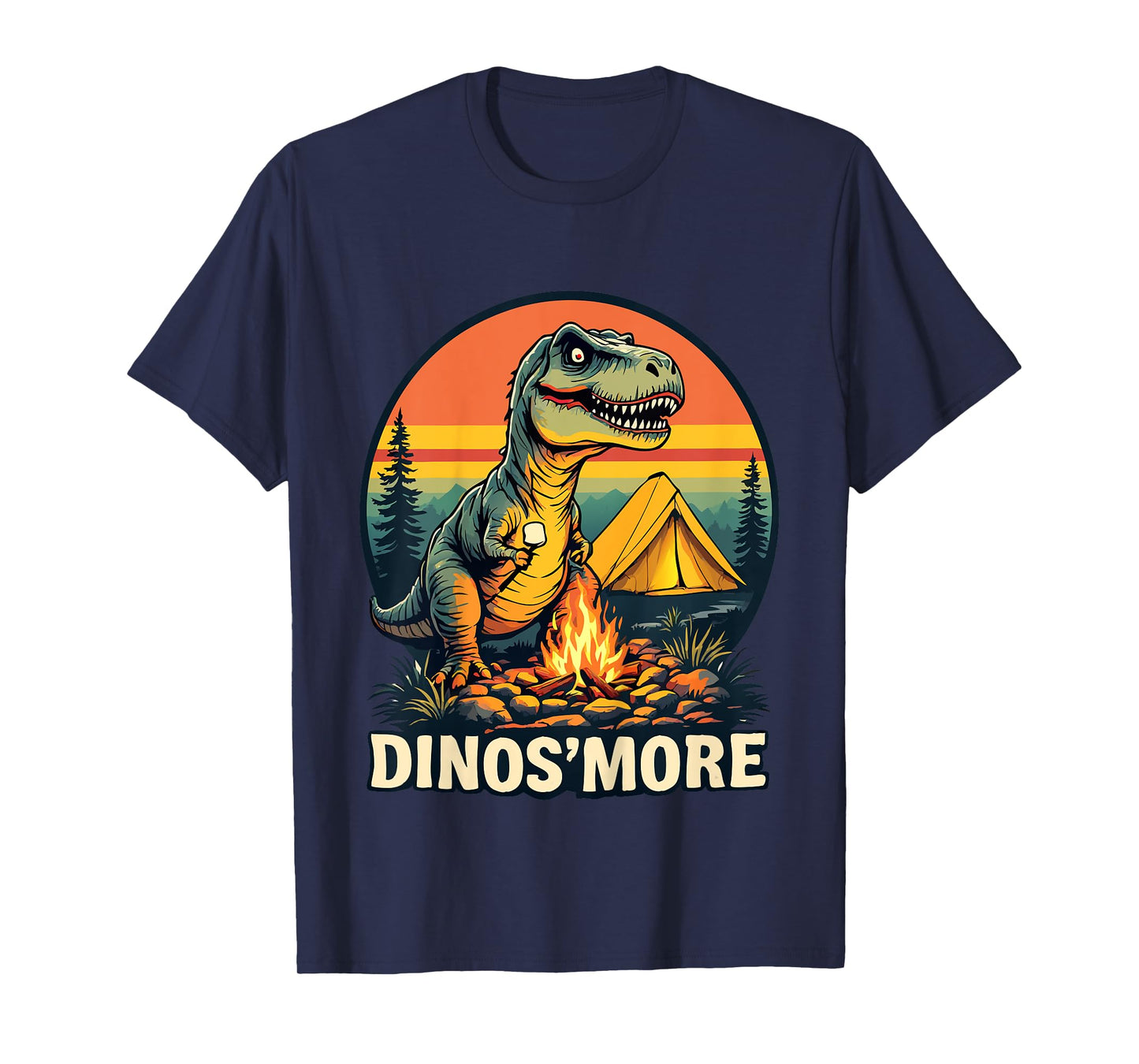 Kids Funny Dinos'more Camping Dinosaur Camp Smore Dino Campfire T-Shirt