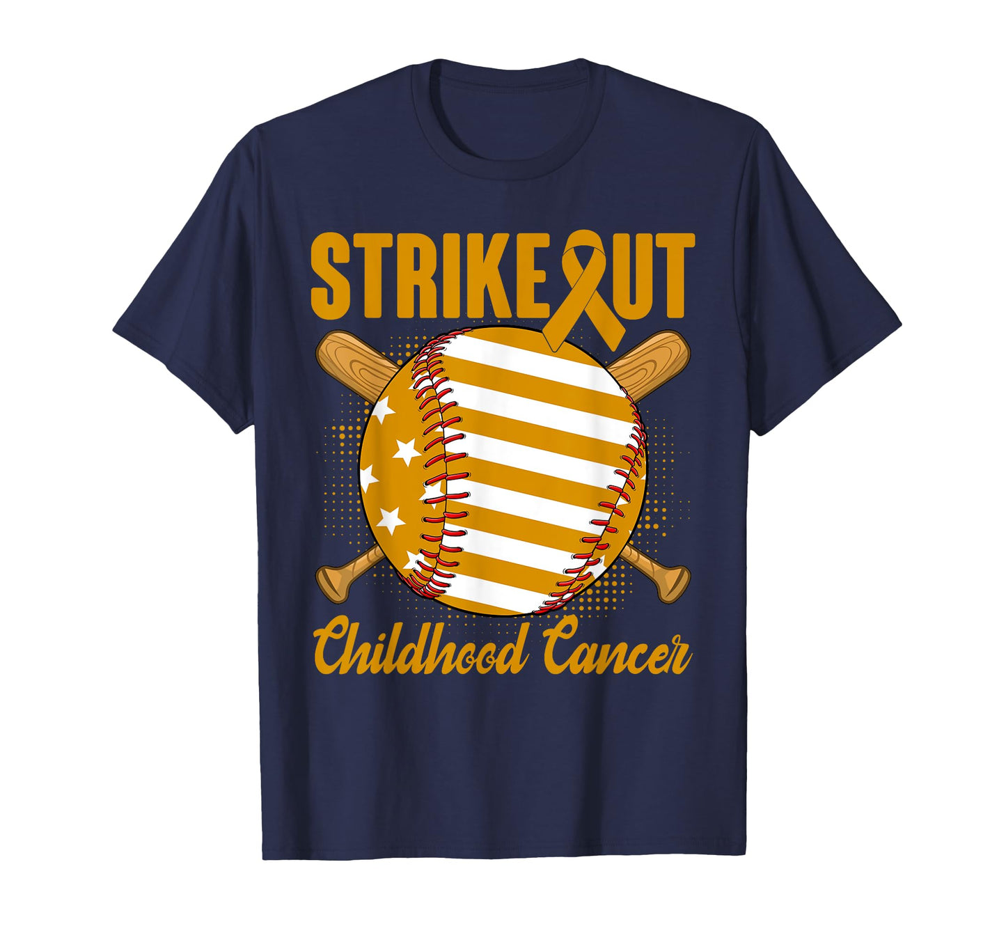 Strike Out Childhood Cancer Awareness Baseball Gold Ribbon T-Shirt