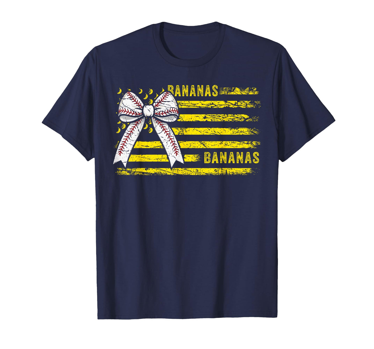 Retro Bananas Last Name Flag Coquette Bow Women Girls T-Shirt