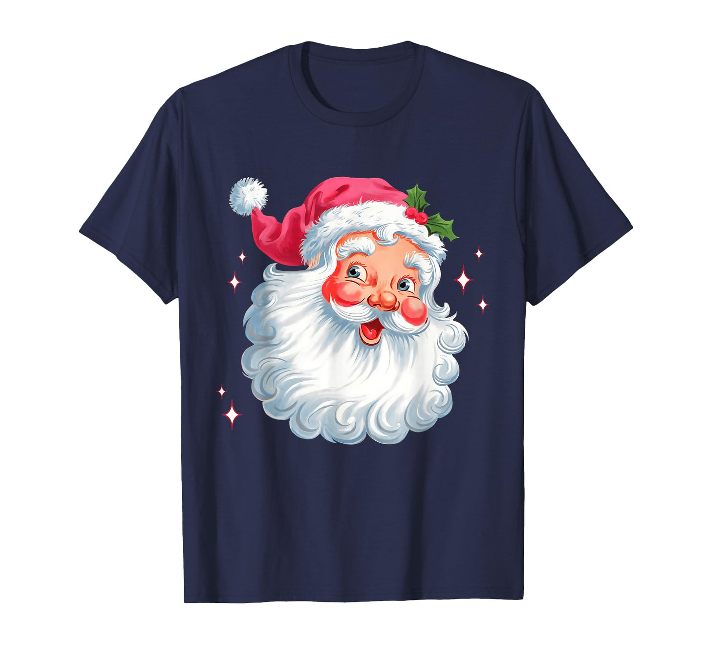 Vintage Pink Santa Claus Pink Christmas Design Men Women Kid T-Shirt