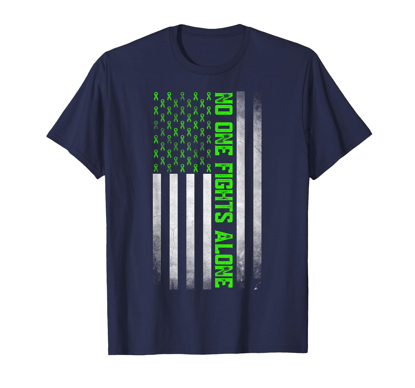 Mental Health Awareness Green Ribbon American Flag T-Shirt