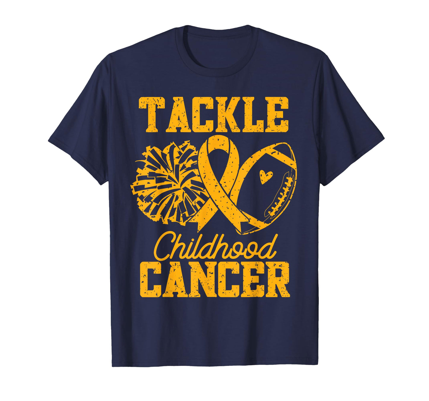 Gold Ribbon Football Tackle Childhood Cancer Awareness T-Shirt