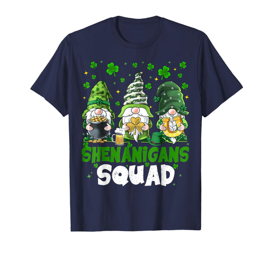 St Patricks Day Gnomes Shenanigans Squad Saint Pattys Women T-Shirt - T-Shirt | Navy