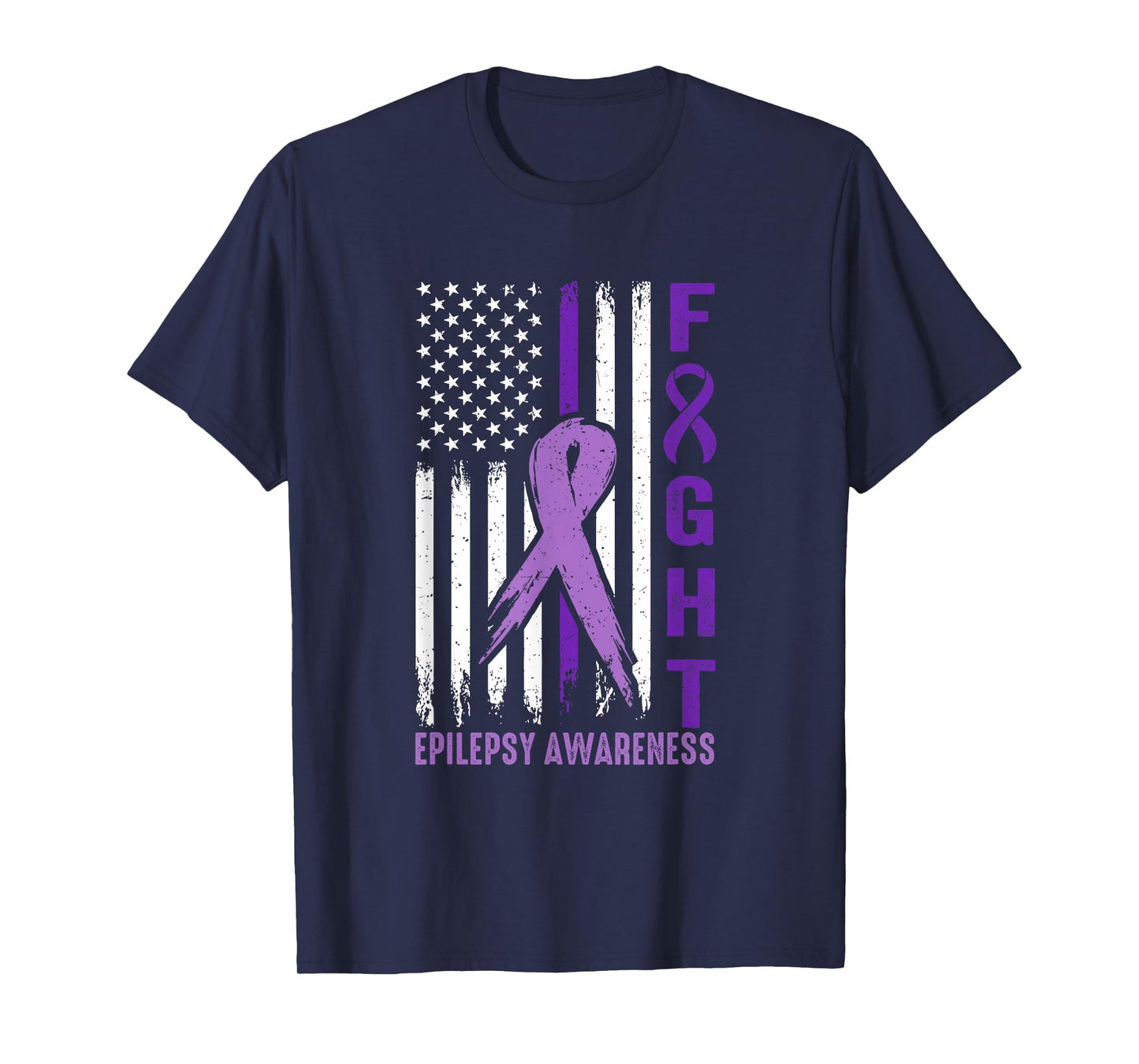 I Wear Purple For Epilepsy Awareness USA Flag Fight Epilepsy T-Shirt
