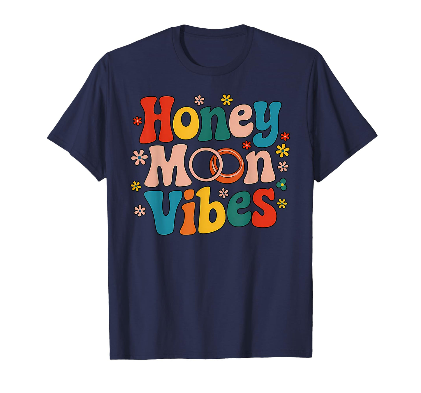Honeymoon Vibes Retro Groovy Vintage Just Maried Couple T-Shirt