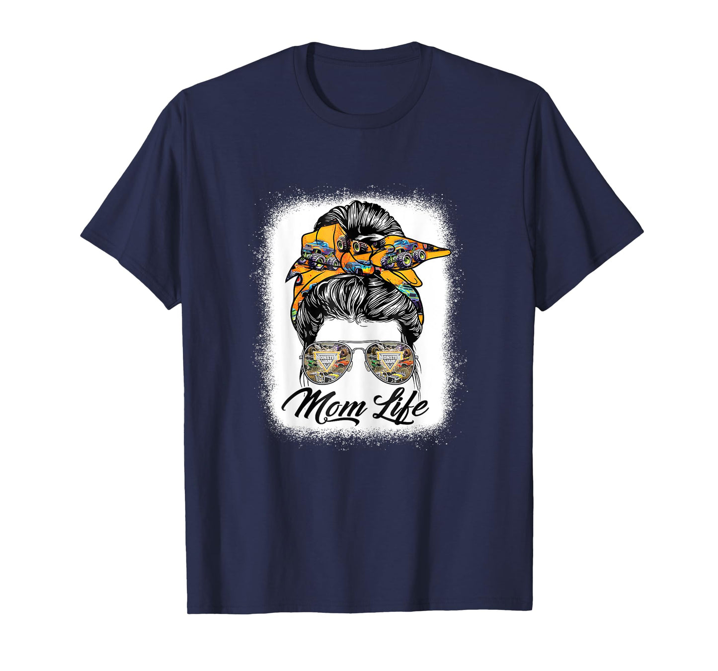 Messy Bun Woman & Monster Truck Mom Life Happy Mothers Day T-Shirt