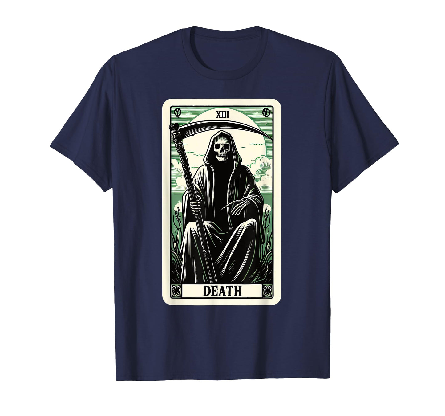 Blackcraft Clothing & Fortune Telling Accessories Tarot Card Death XIII, Satanic Goth Halloween Grim Reaper T-Shirt, Small