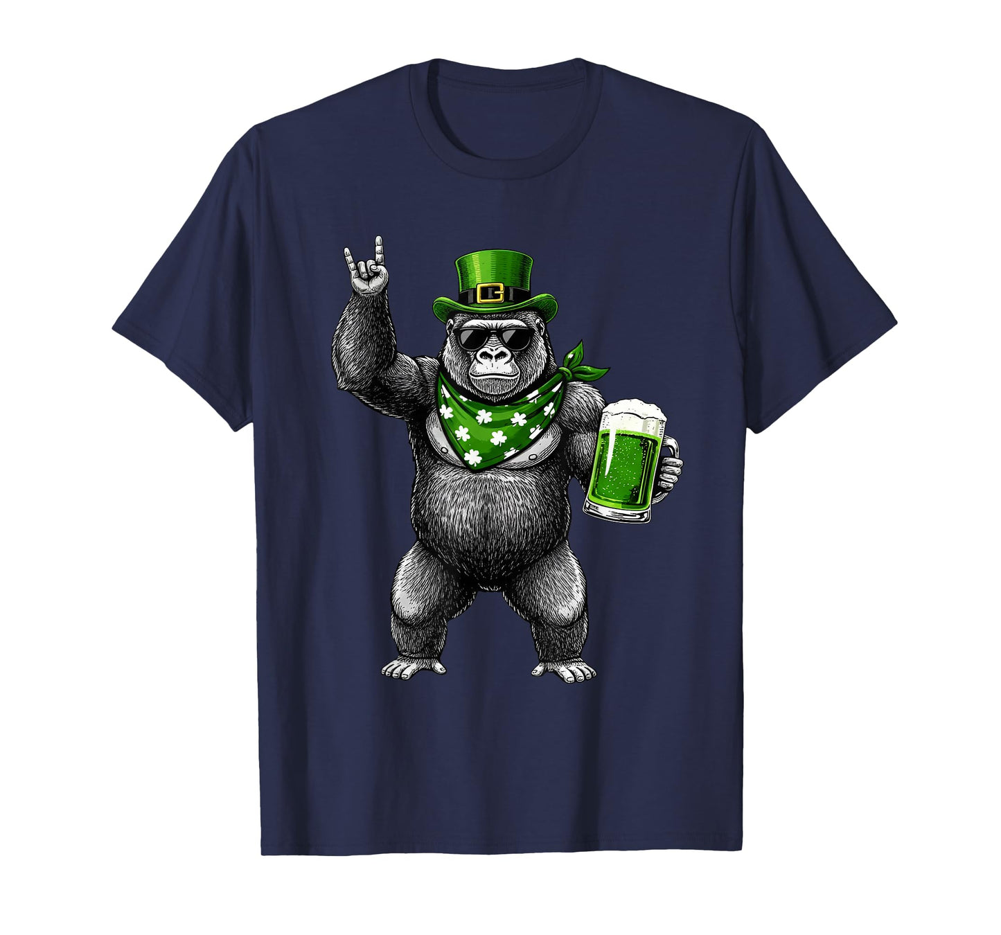 Funny Gorilla St Patty's Shamrock Beer St Patrick's Day Men T-Shirt - T-Shirt | Navy