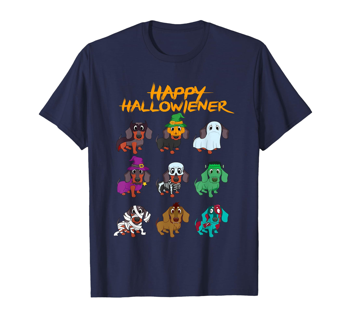Happy Hallowiener Funny Halloween Daschund Weiner Dog Gift T-Shirt for Men Women Kids