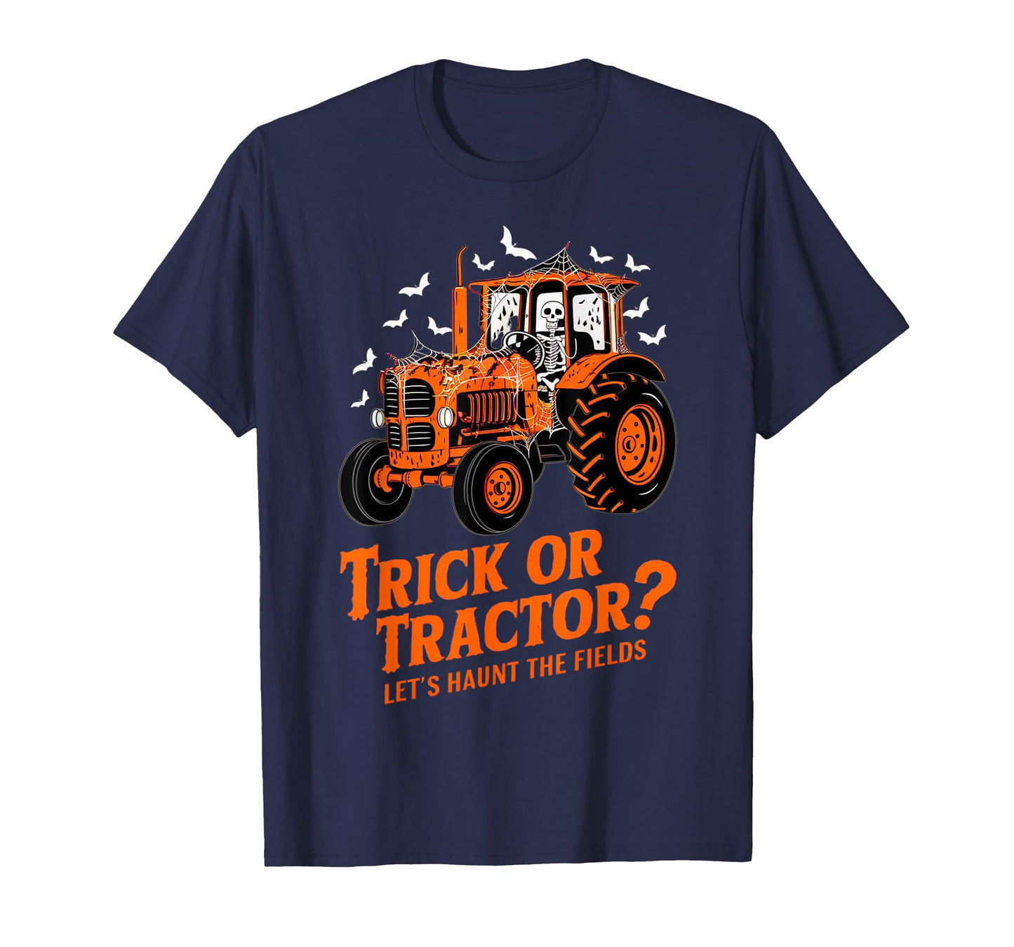 Funny Farmer Costume Halloween Spooky Skeleton Drive Tractor T-Shirt