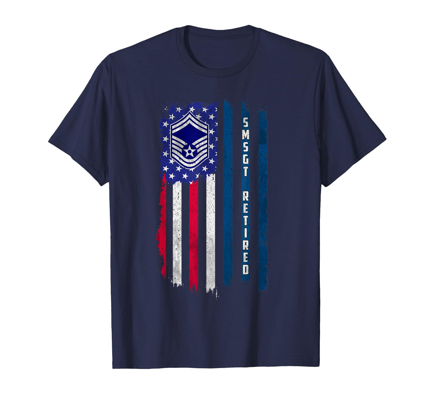 Retired E-8 Senior Master Sergeant SMSgt Rank American Flag T-Shirt