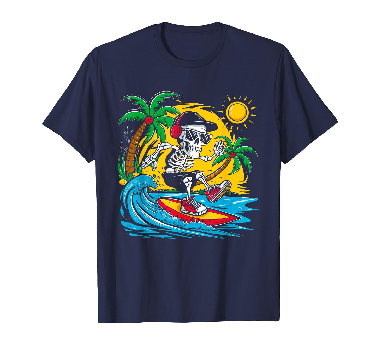 Funny Skeleton Riding Surfboard Surfing Summer Break Boys T-Shirt