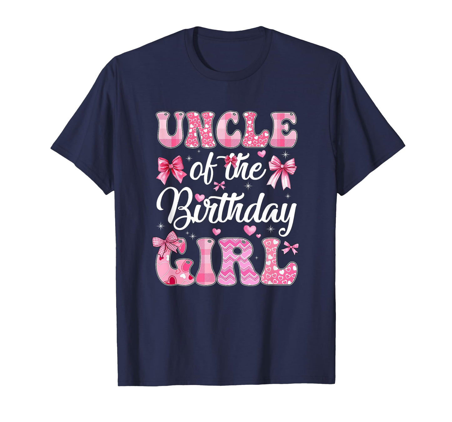 Uncle Of The Birthday Girl Family Pink Coquette Bow T-Shirt