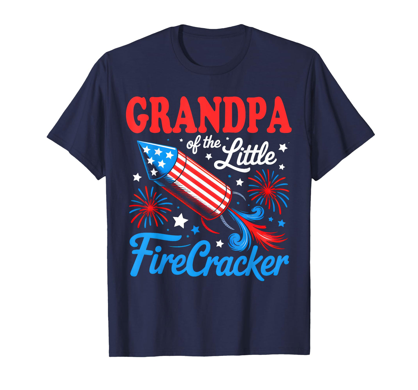 Grandpa Of The Little Firecracker 4th of July Birthday Party T-Shirt