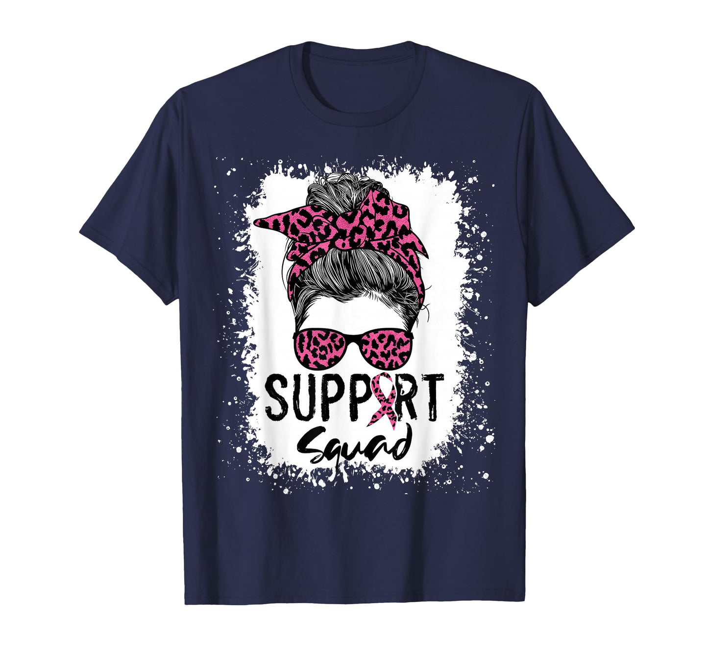 Breast Cancer Support Squad Shirt For Women , Messy Bun Pink T-Shirt