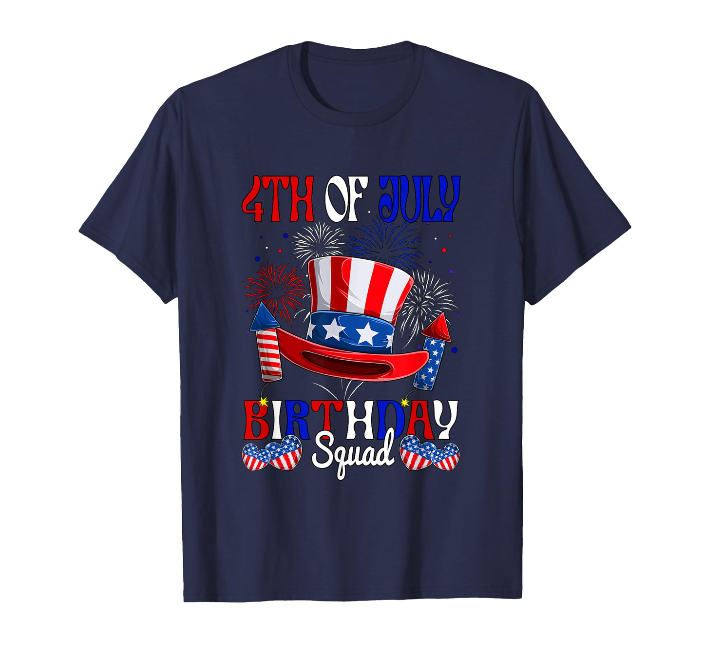 4th Of July Birthday Squad US Flag Fireworks Patriotic Team T-Shirt