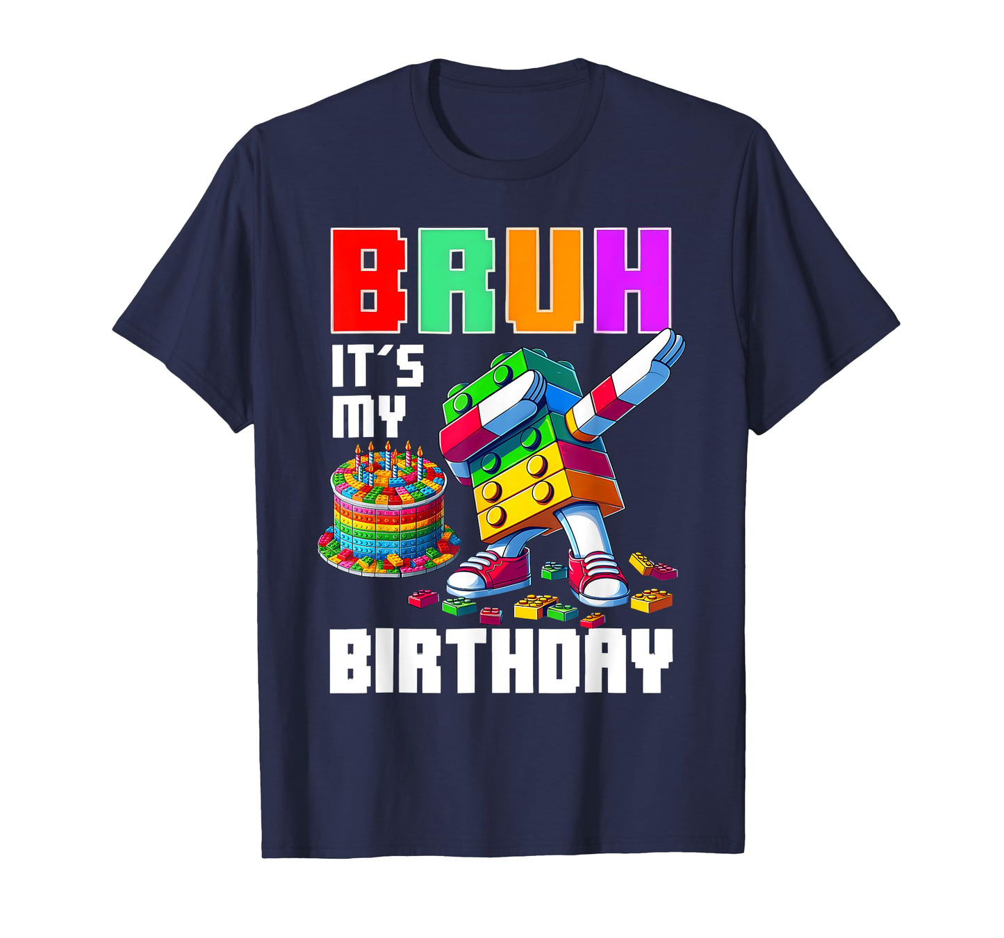 Vintage Bruh Its My Birthday Master Builder Dabbing Blocks T-Shirt