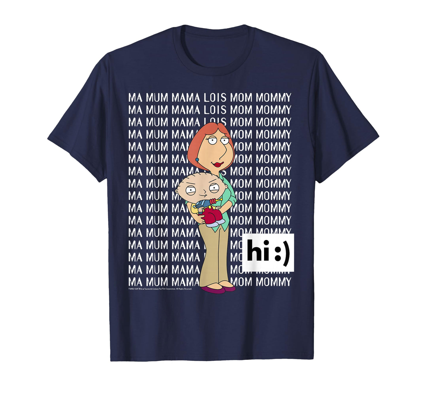 Family Guy Lois Stewie Ma Mum Mama Mom Big Chest Text Logo T-Shirt