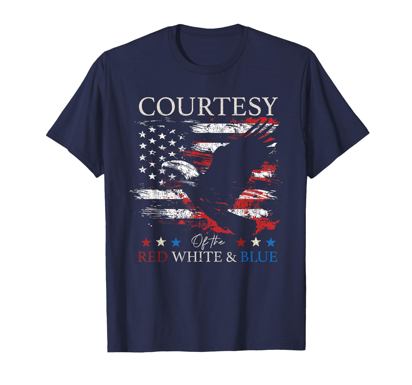 Courtesy Of The Red White And Blue Vintage US Flag July 4th T-Shirt