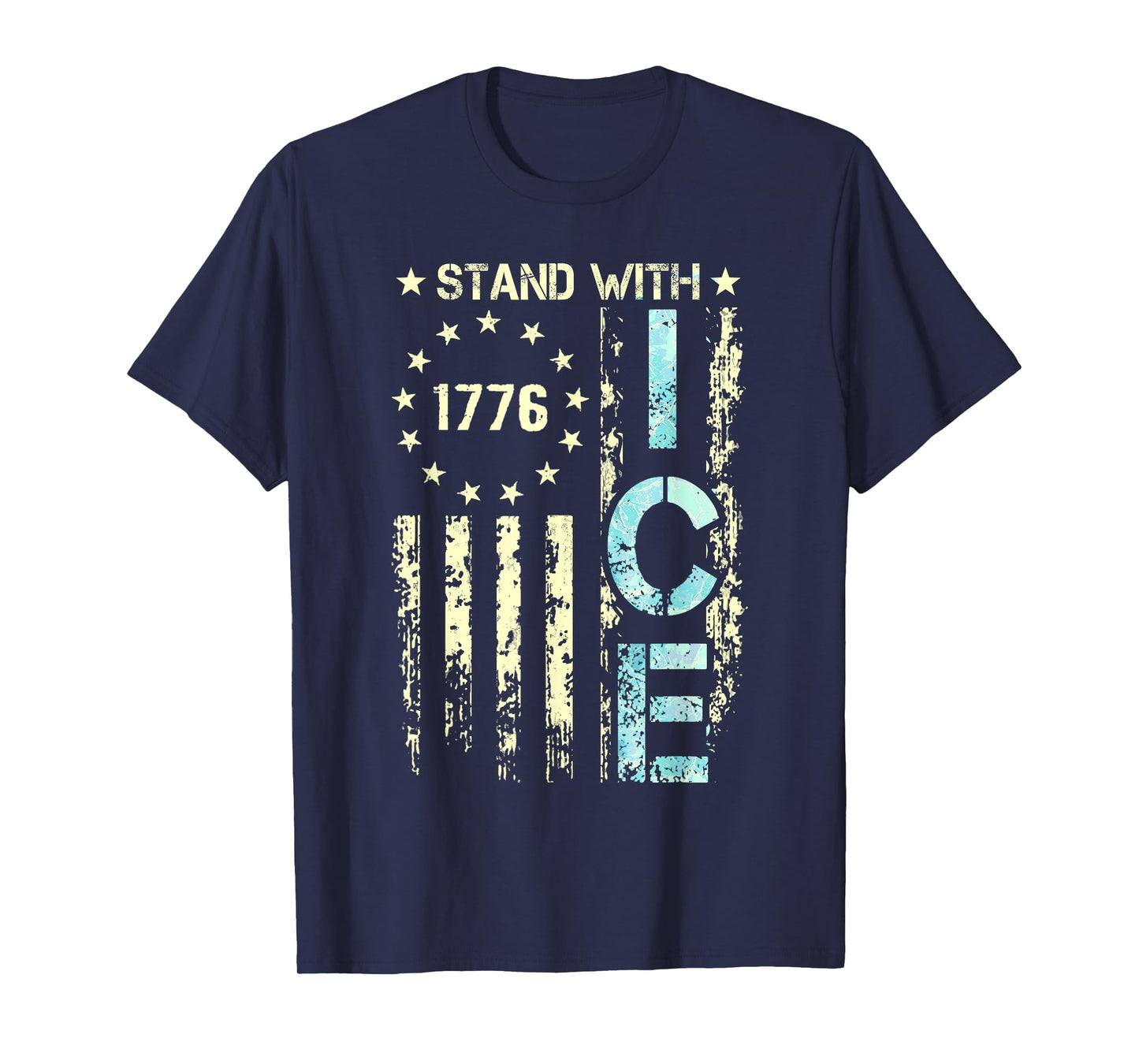 Border Patrol Support ICE Immigration Officers American Flag T-Shirt