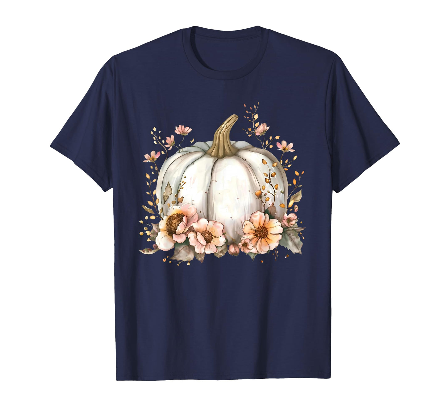 Wildflower Pumpkin Season Autumn Fall Leaves Thanksgiving T-Shirt