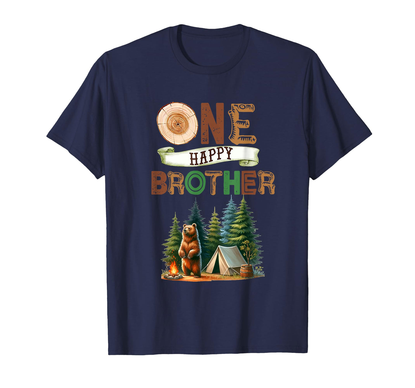 One Happy Brother Camper First Birthday Camping Bear Bro T-Shirt