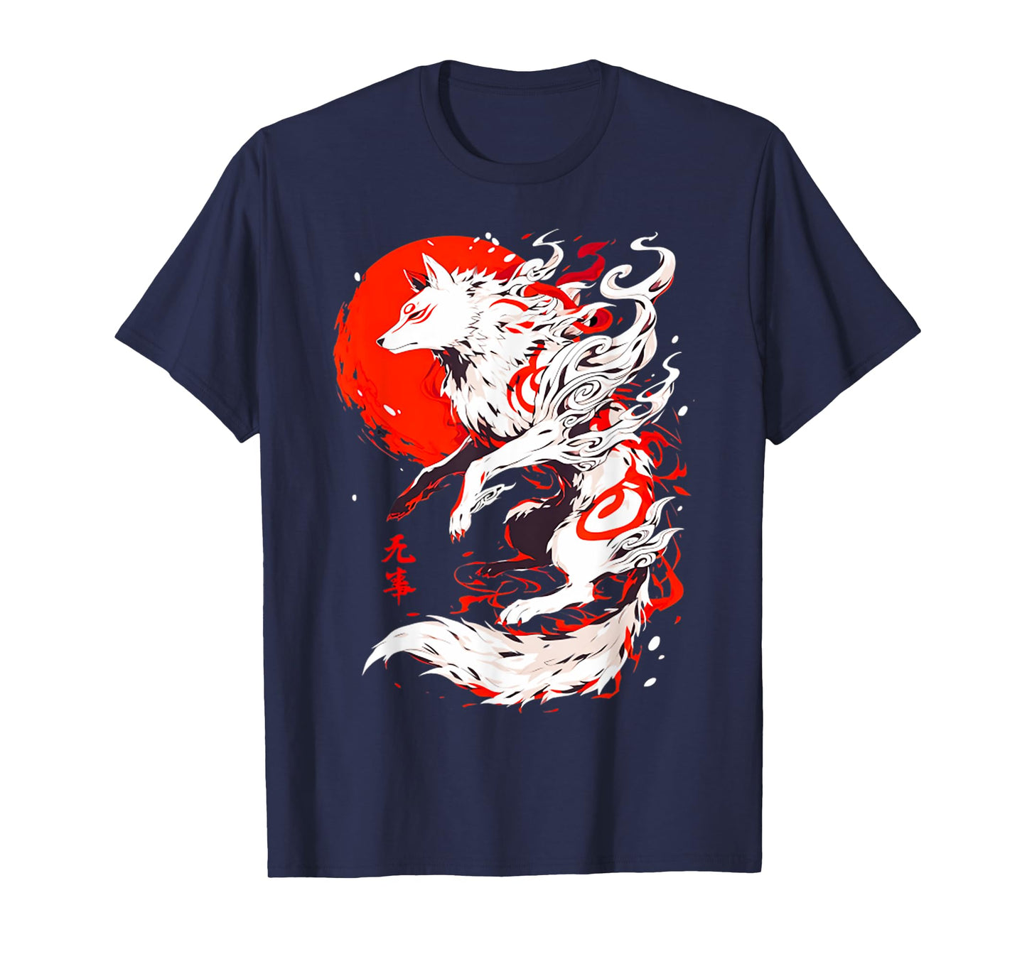 Vintage Animal Funny Fox Okami Basic Japan Style Retro T-Shirt