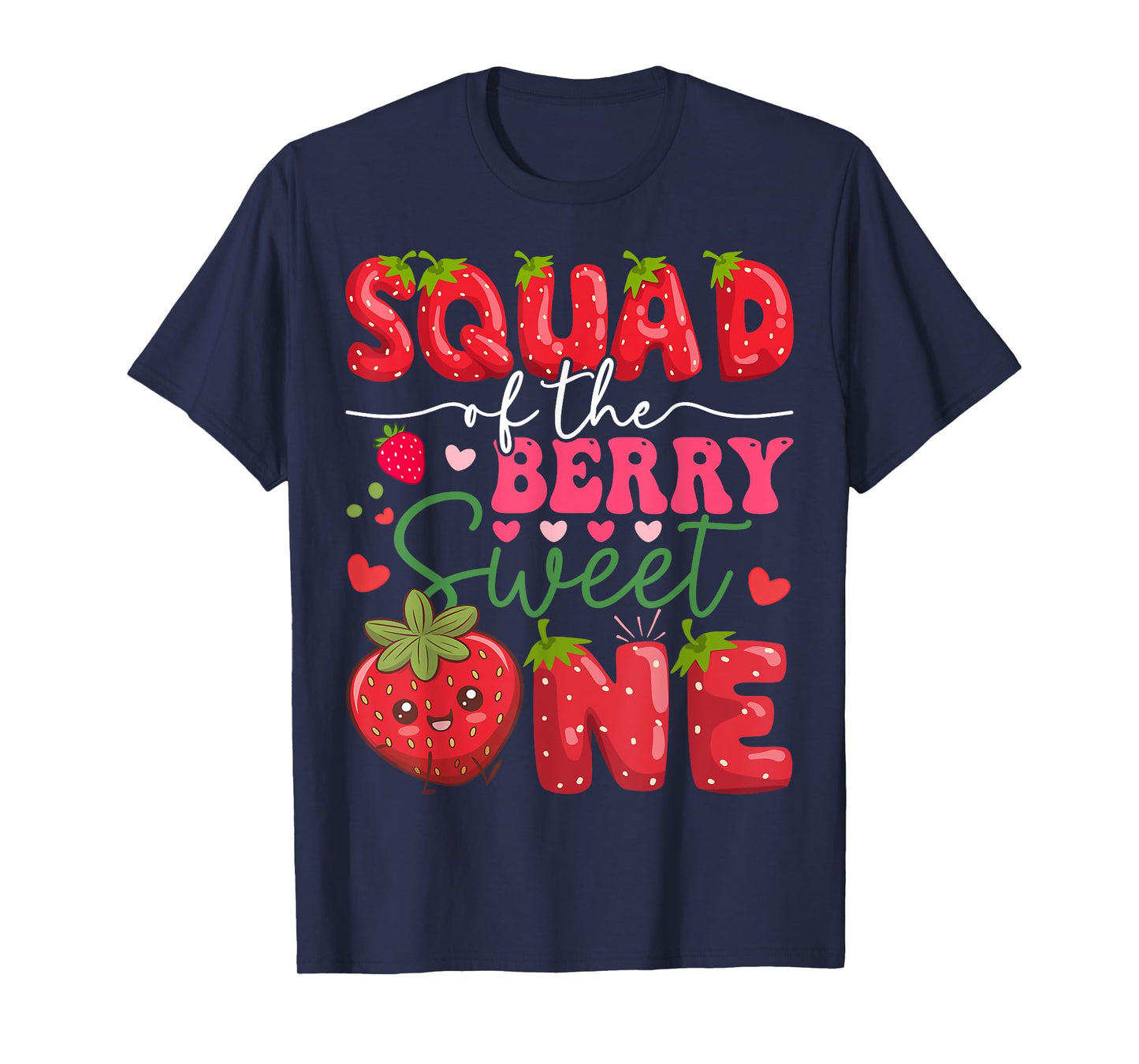 Squad Of The Berry Sweet One Strawberry 1St Birthday T-Shirt