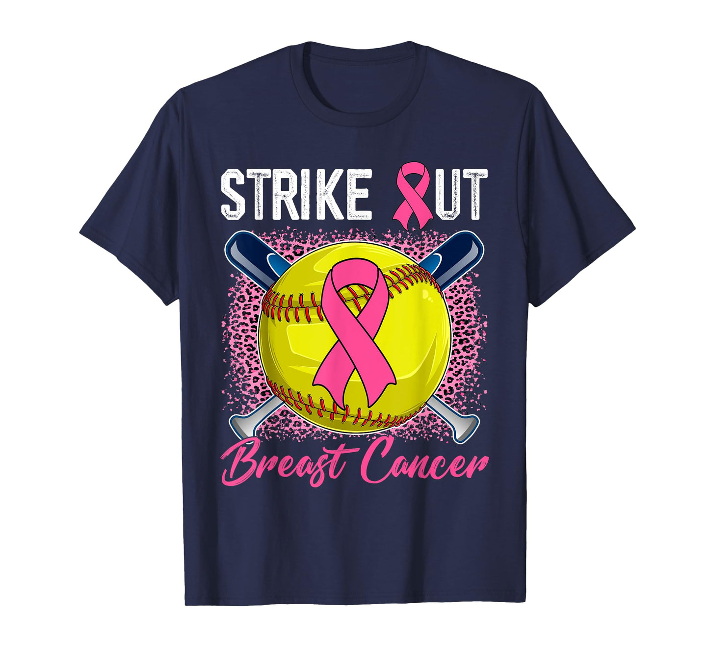 Strike Out Breast Cancer Softball Ball & Pink Ribbon Women T-Shirt