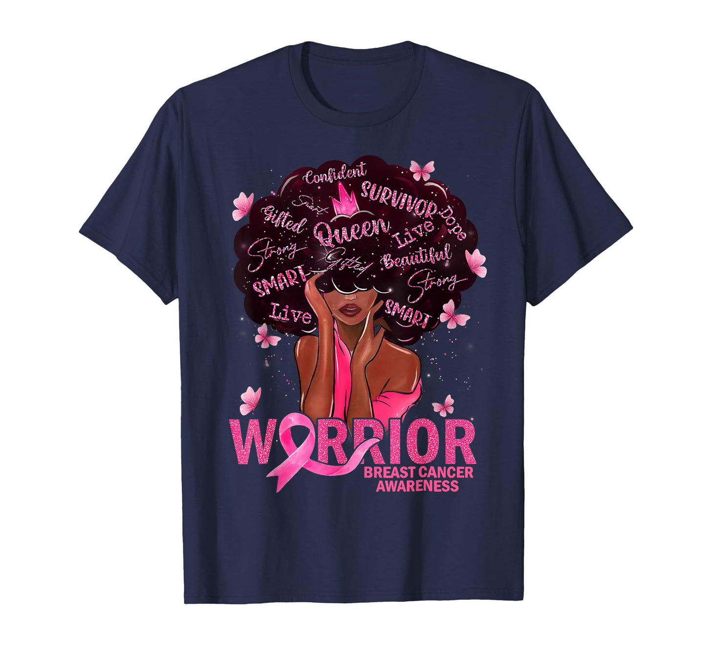 American African Black Women Queen Breast Cancer Warrior T-Shirt