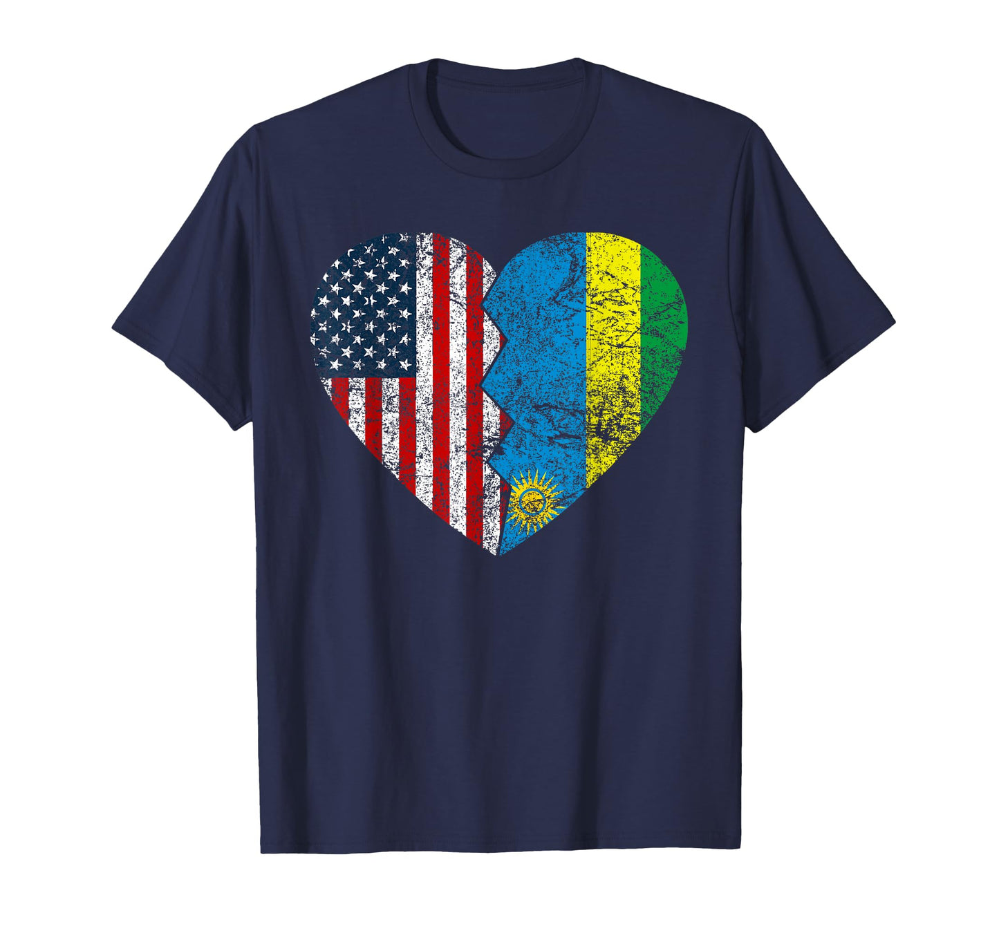 Rwandan American Flags Heart | United States Rwanda Roots Women Kids Men T-Shirt