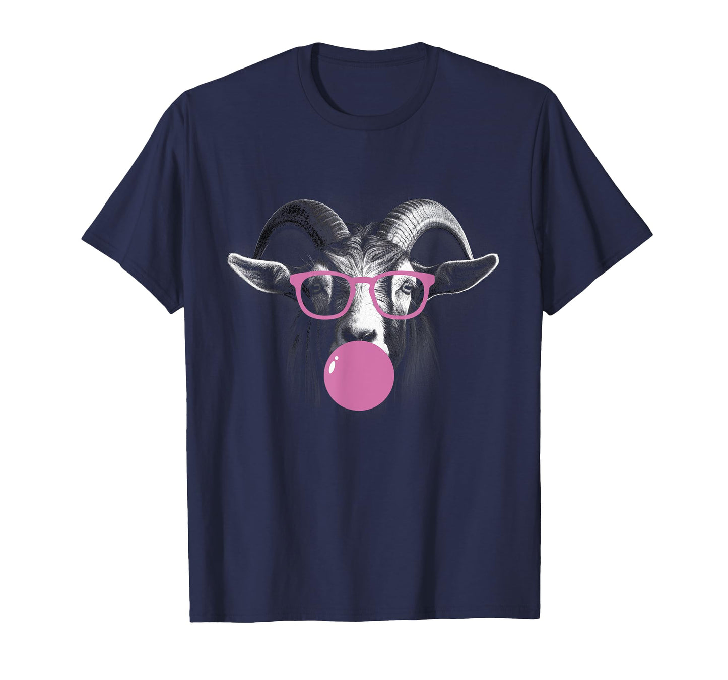 Cool Goat Face Eating Gum And Makes A Bubble Tee Cute Goat T-Shirt