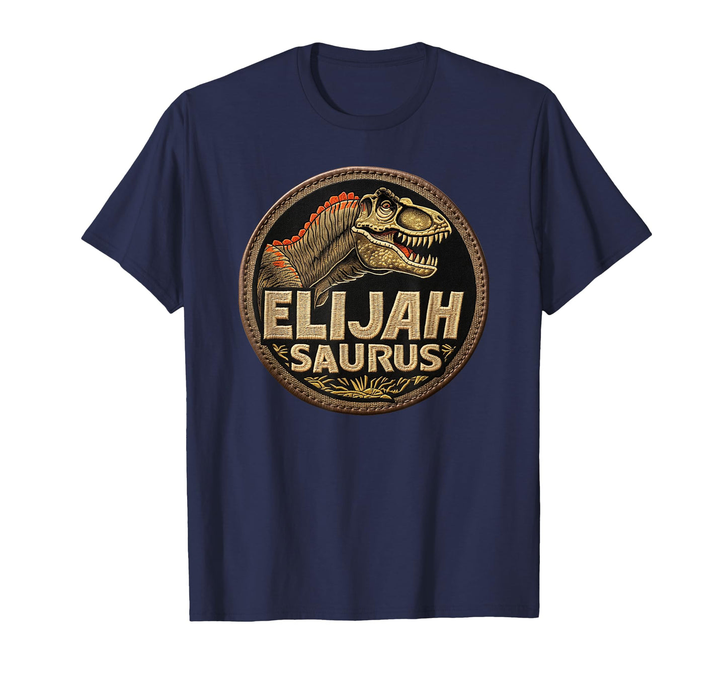 Elijah Saurus Funny Personalized Dinosaur T Rex Boys Name T-Shirt