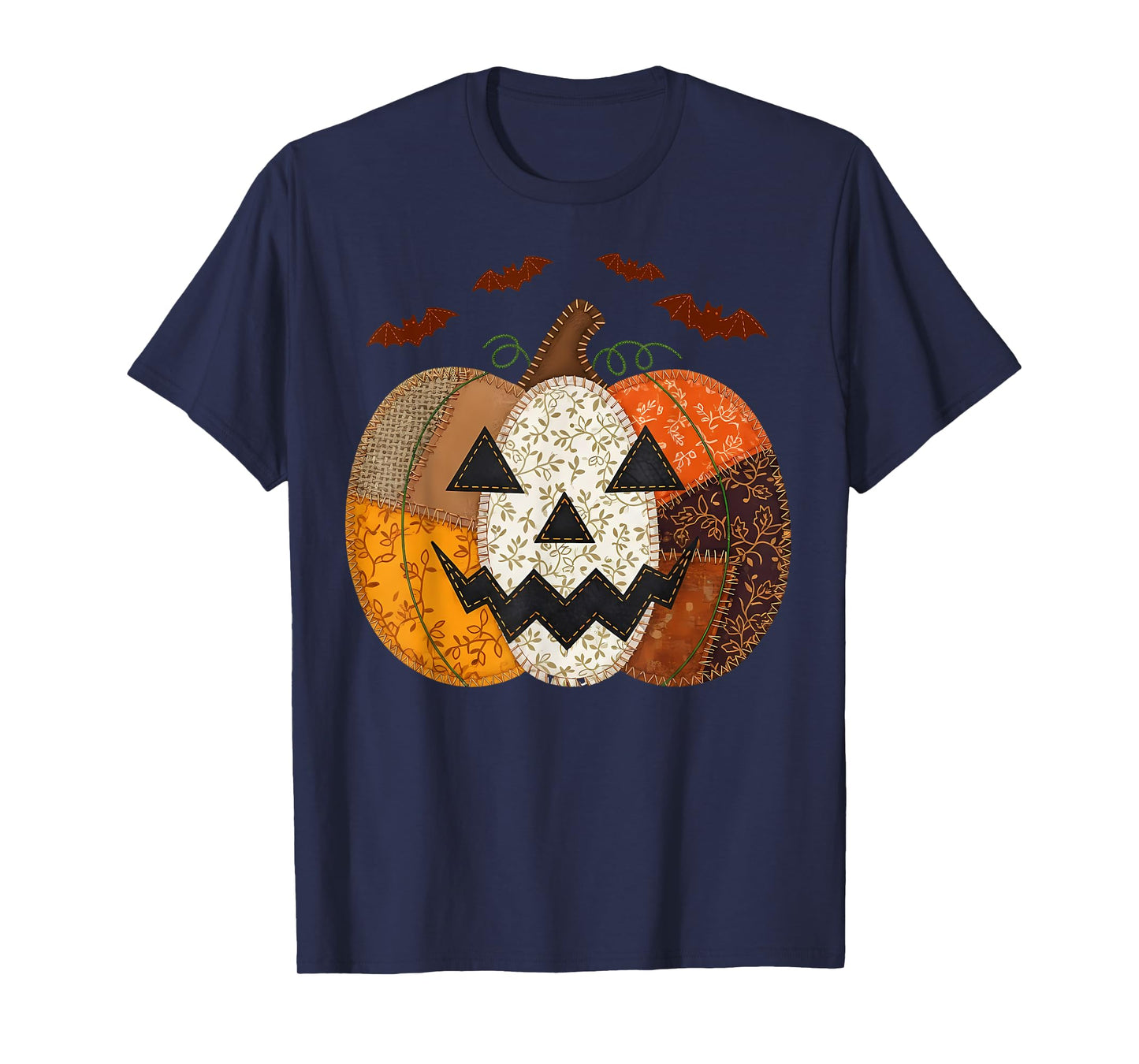 Vintage Pumpkin Patchwork Halloween Fall Aesthetic T-Shirt