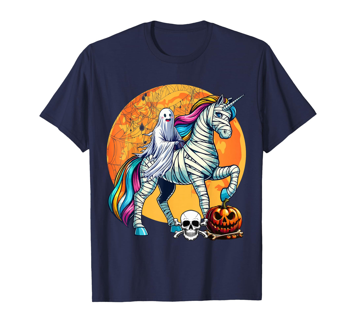 Boo Ghost Riding Unicorn Halloween Mummy Costume Kid Toddler T-Shirt
