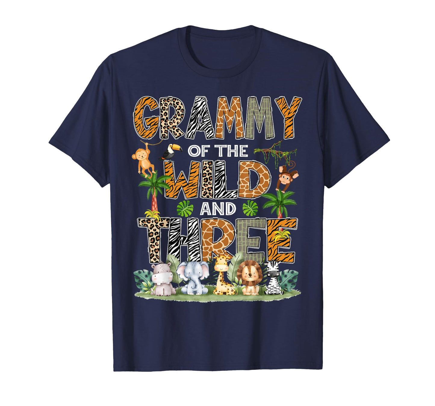 Grammy Of The Wild Three 3Rd Birthday Safari Zoo Jungle T-Shirt